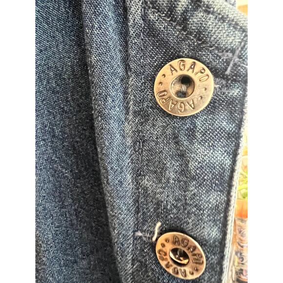 Vintage Agapo Women's Embroidered Jumper Maxi Denim Dress – XL/2X - Picture 7 of 8